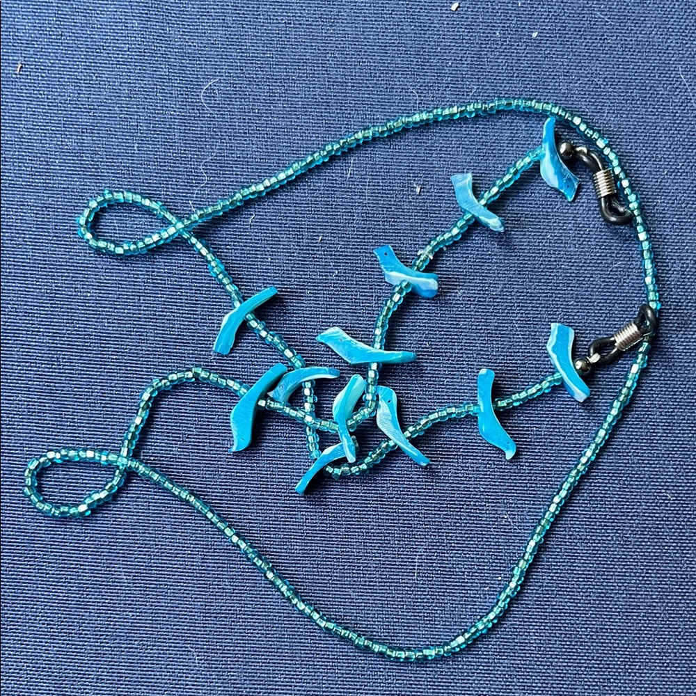 Turquoise Beaded fetish bird eyeglasses chain